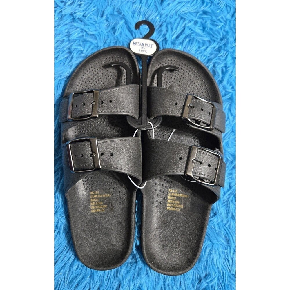 Mission Ridge Men's Black Double Strap Sandals Size Small 8/9